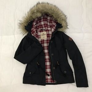 [Hollister] Wool Anorak plaid lined jacket coat XS